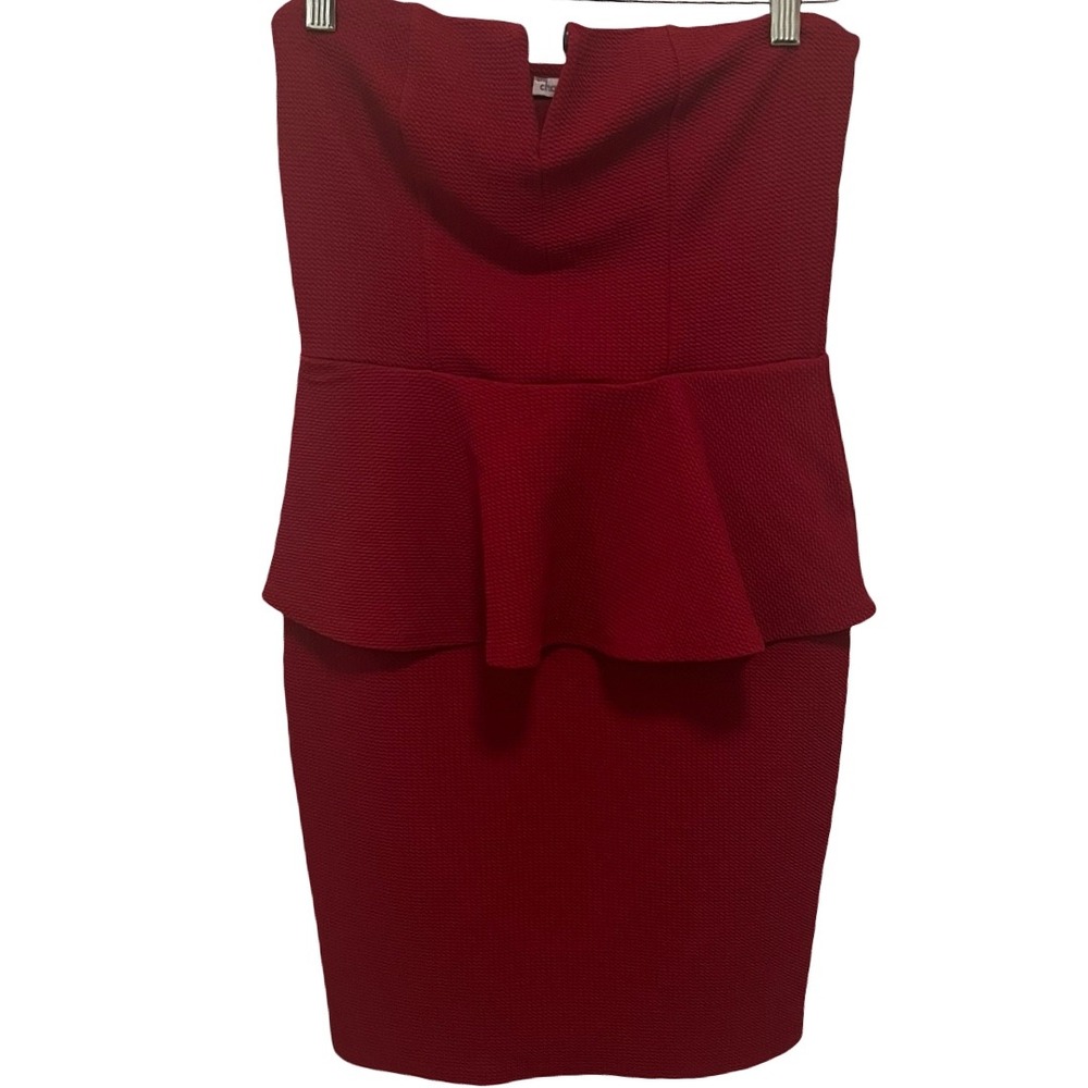 charlotte russe bodycon dress Red Strapless Peplum Dress‎ Size Medium 4% spandex Made in